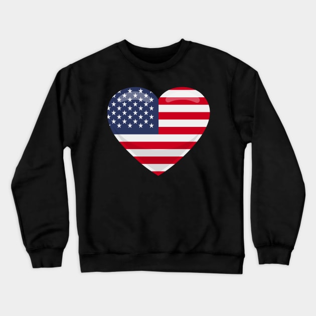 USA Flag Heart Crewneck Sweatshirt by SunburstGeo